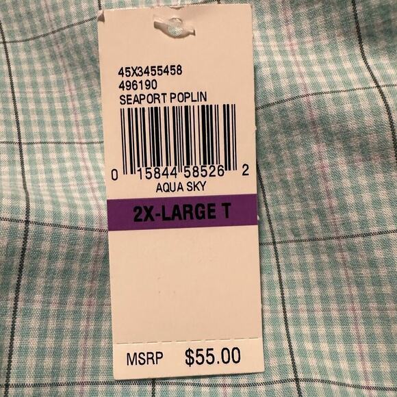 NWT Izod Seaport Aqua Sky Poplin Button Down 2XL - Picture 6 of 8